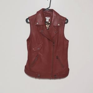 Cache maroon red leather vest. Size M